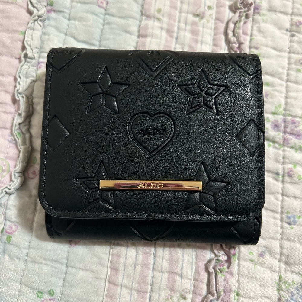 ALDO Black Embossed Heart/Star Wallet